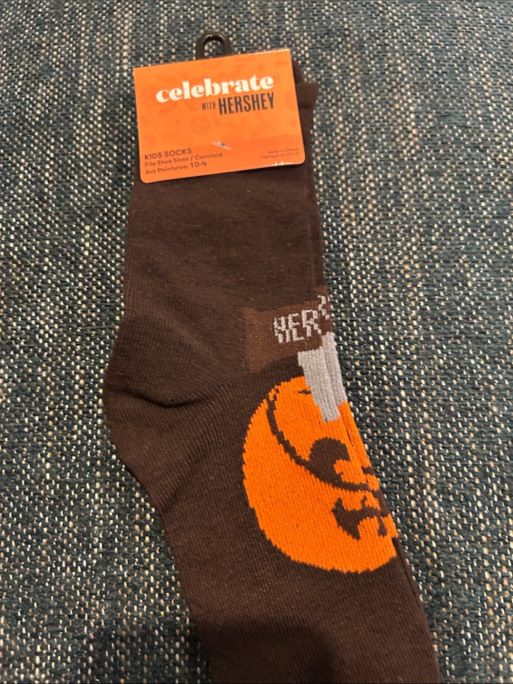 Hershey Kids Brown & Orange Halloween Crew Socks
